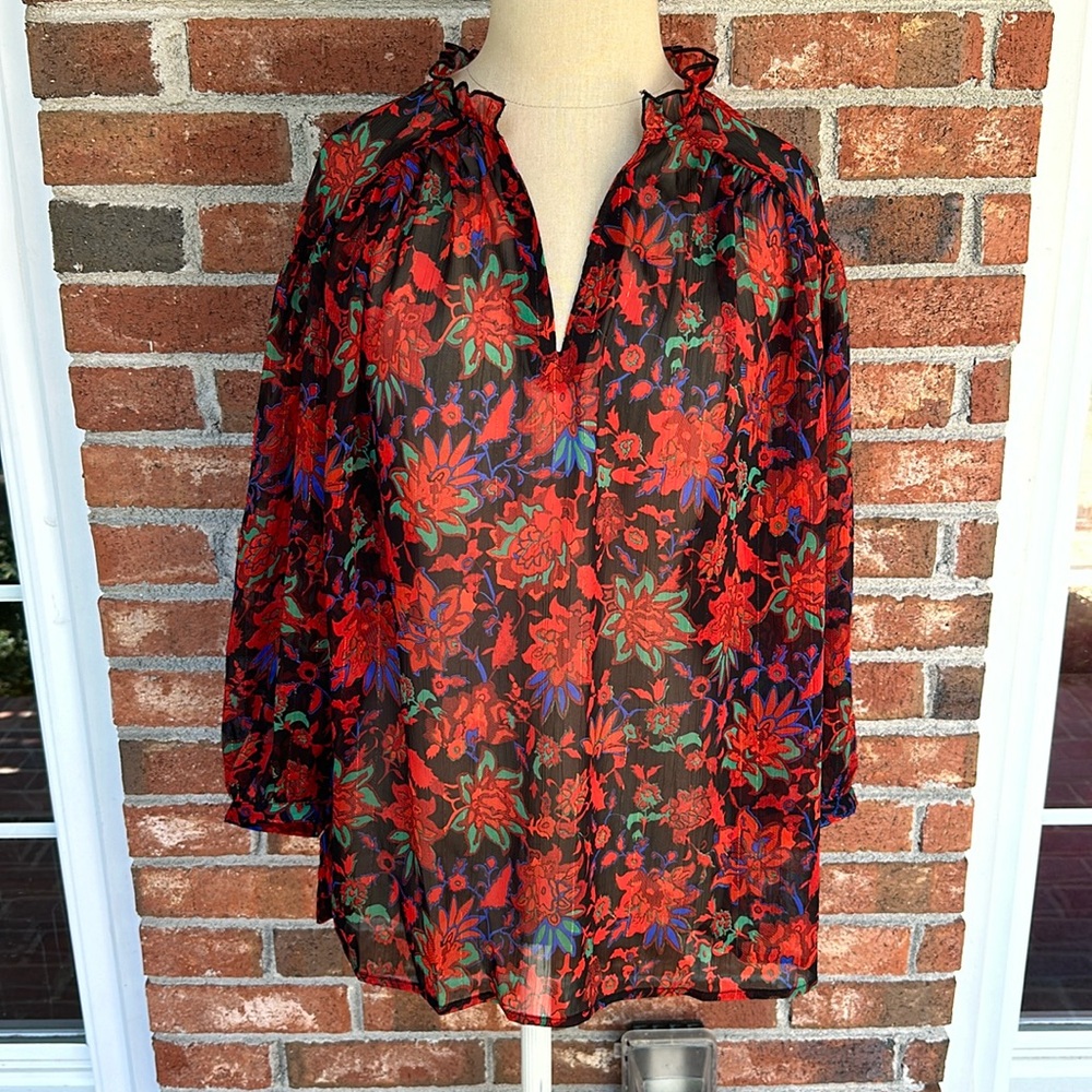 Grand & Greene Lurex Blend Floral Top